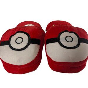 Pokeball Plush Slippers Open Back Cozy Indoor Universal Fit Teen Adult